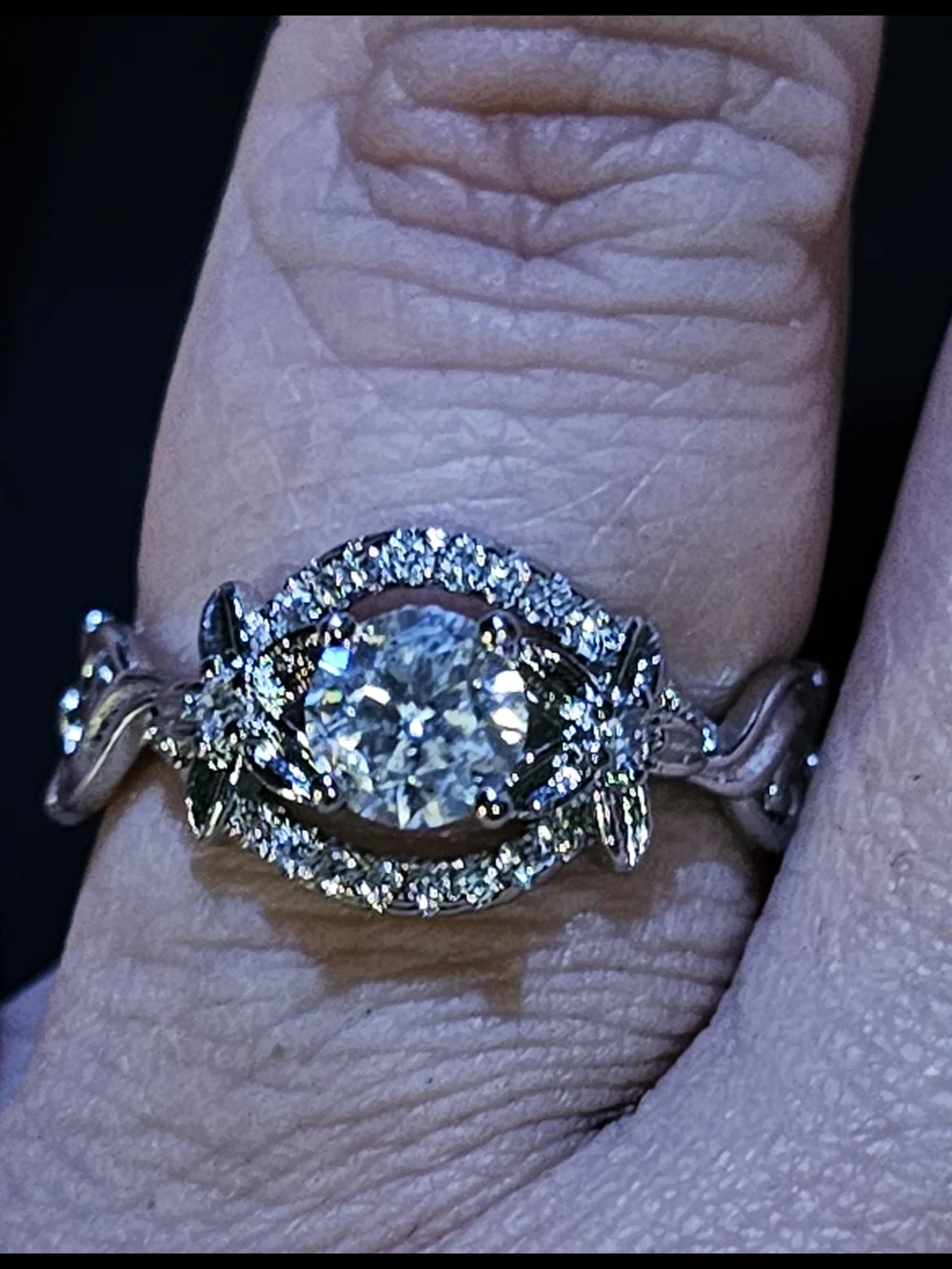 Ornate Halo Moissanite Ring Whimsical S925